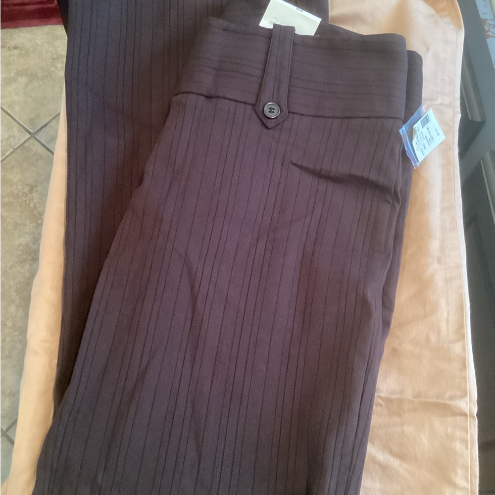 Studio Y Women's Brown Pinstripe Flare Pants